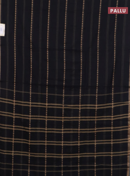 Narayanpet cotton saree black and beige with thread weaves and temple design simple border