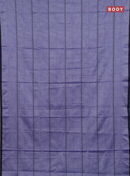 Narayanpet cotton saree lavender and navy blue with thread weaves and temple design simple border
