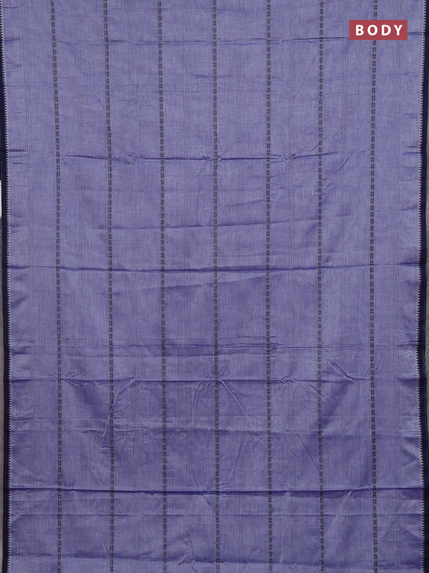 Narayanpet cotton saree lavender and navy blue with thread weaves and temple design simple border
