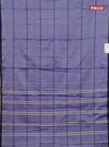Narayanpet cotton saree lavender and navy blue with thread weaves and temple design simple border