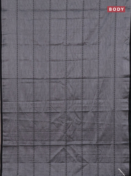 Narayanpet cotton saree grey and black with thread weaves and temple design simple border