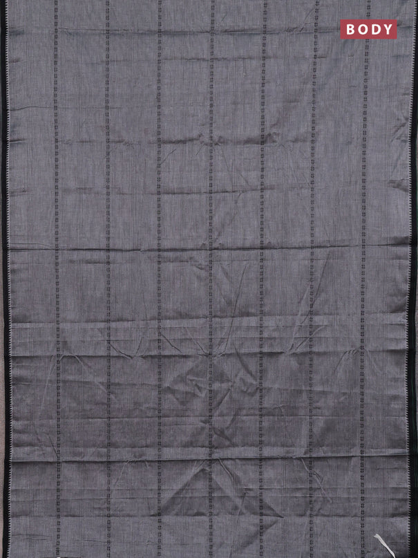Narayanpet cotton saree grey and black with thread weaves and temple design simple border