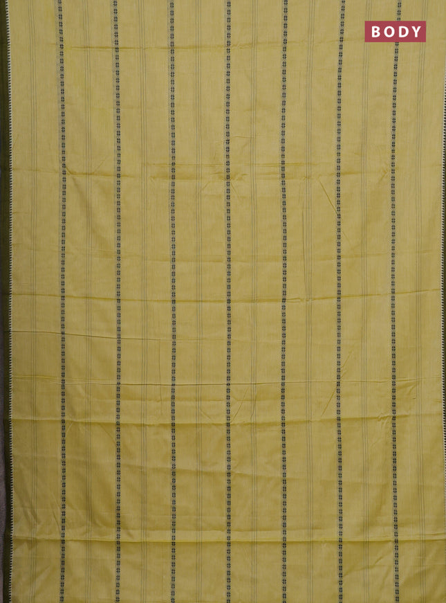Narayanpet cotton saree pista green and olive green with thread weaves and temple design simple border