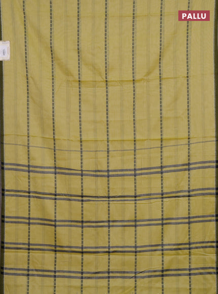 Narayanpet cotton saree pista green and olive green with thread weaves and temple design simple border