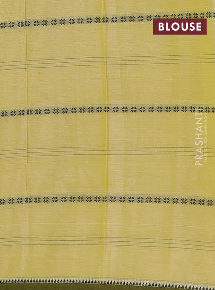Narayanpet cotton saree pista green and olive green with thread weaves and temple design simple border