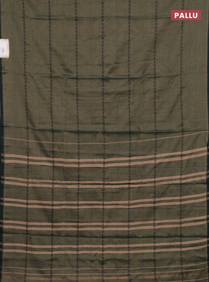 Narayanpet cotton saree dual shade green and green with thread weaves and temple design simple border