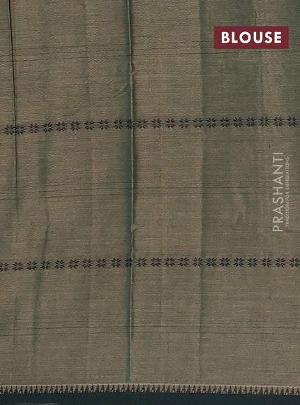 Narayanpet cotton saree dual shade green and green with thread weaves and temple design simple border