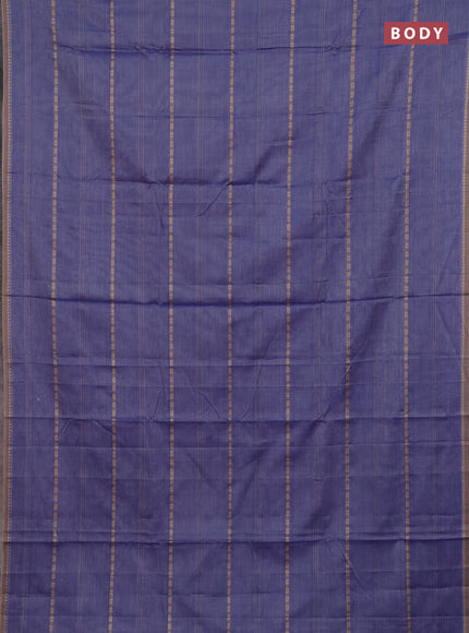 Narayanpet cotton saree blue shade and beige with thread weaves and temple design simple border