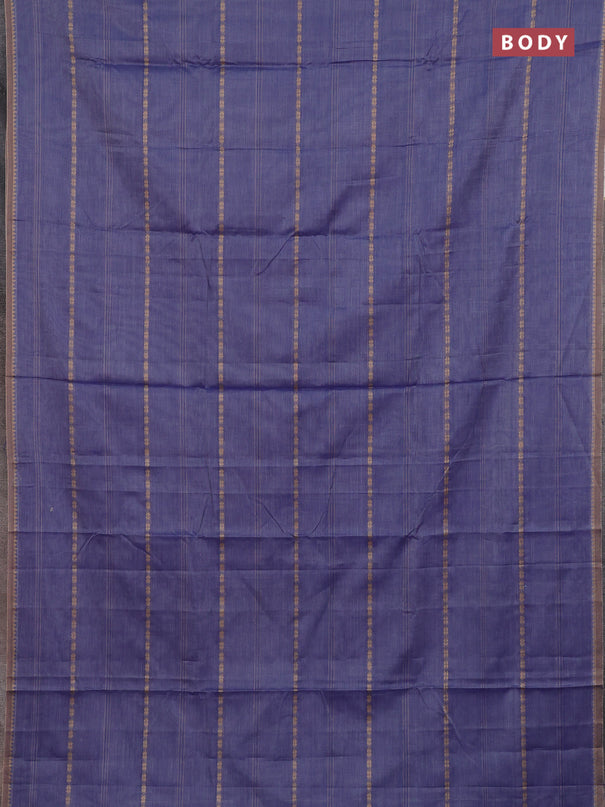 Narayanpet cotton saree blue shade and beige with thread weaves and temple design simple border