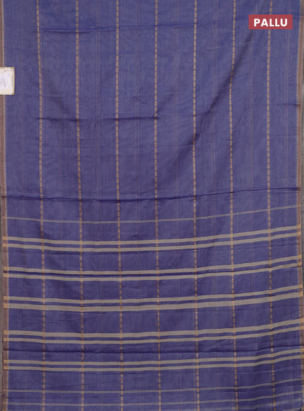 Narayanpet cotton saree blue shade and beige with thread weaves and temple design simple border