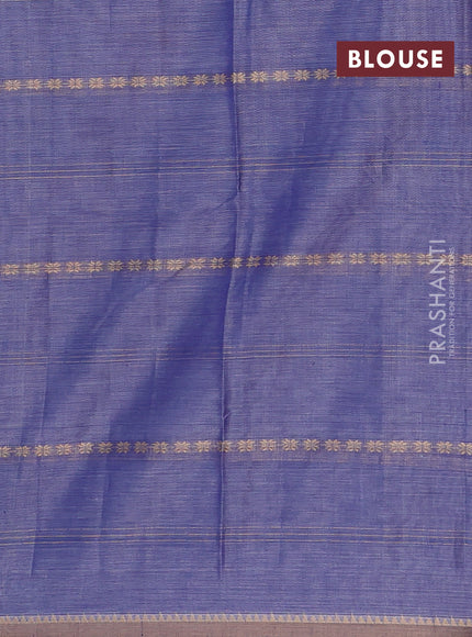 Narayanpet cotton saree blue shade and beige with thread weaves and temple design simple border