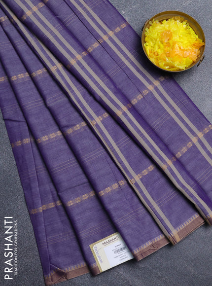 Narayanpet cotton saree lavender and beige with thread weaves and temple design simple border