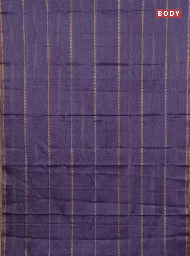Narayanpet cotton saree lavender and beige with thread weaves and temple design simple border