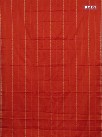 Narayanpet cotton saree sunset orange and beige with thread weaves and temple design simple border