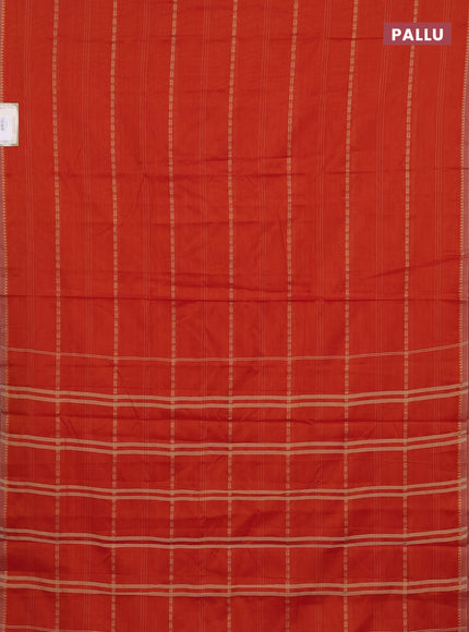 Narayanpet cotton saree sunset orange and beige with thread weaves and temple design simple border