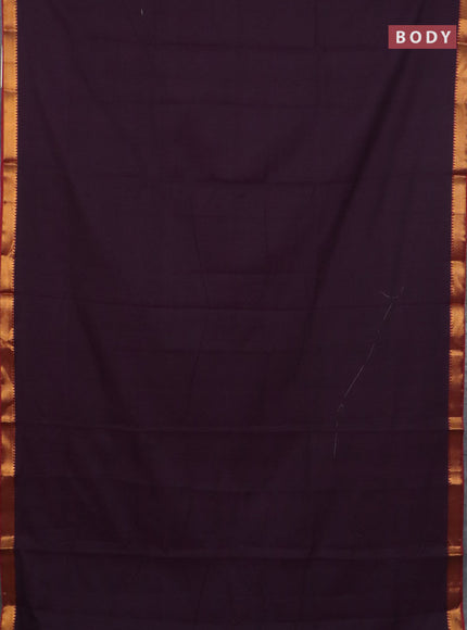 Narayanpet cotton saree wine shade and maroon with plain body and zari woven border
