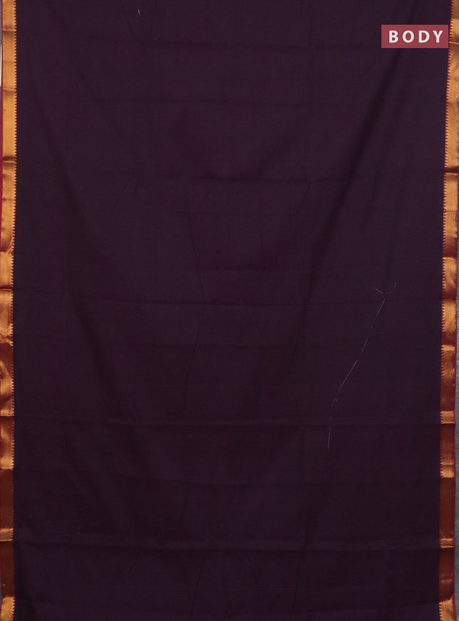 Narayanpet cotton saree wine shade and maroon with plain body and zari woven border