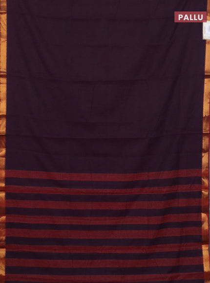 Narayanpet cotton saree wine shade and maroon with plain body and zari woven border
