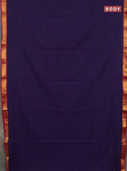Narayanpet cotton saree violet and maroon with plain body and zari woven border
