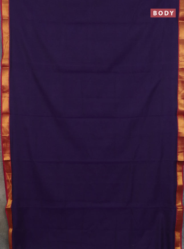 Narayanpet cotton saree violet and maroon with plain body and zari woven border