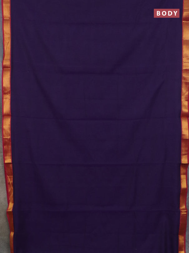 Narayanpet cotton saree violet and maroon with plain body and zari woven border