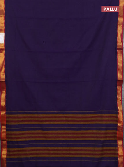 Narayanpet cotton saree violet and maroon with plain body and zari woven border