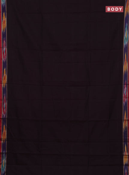 Narayanpet cotton saree deep wine shade and red with plain body and thread woven ikat border