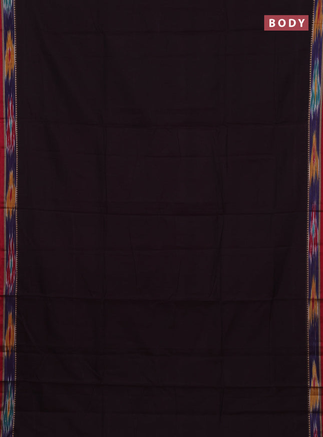 Narayanpet cotton saree deep wine shade and red with plain body and thread woven ikat border