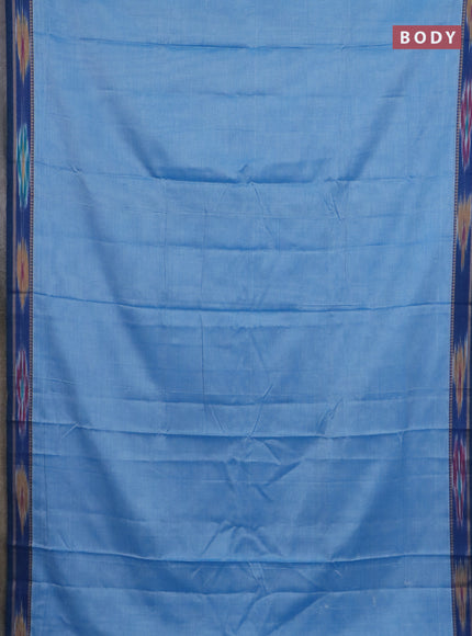 Narayanpet cotton saree light blue and peacock blue with plain body and thread woven ikat border