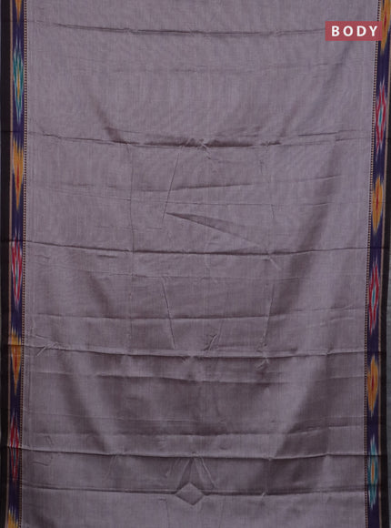 Narayanpet cotton saree grey and coffee brown with plain body and thread woven ikat border