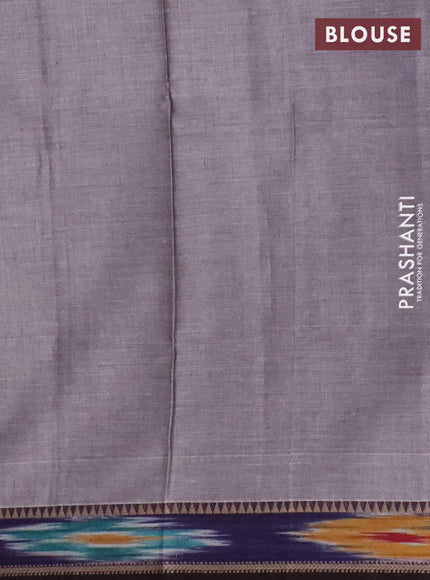 Narayanpet cotton saree grey and coffee brown with plain body and thread woven ikat border