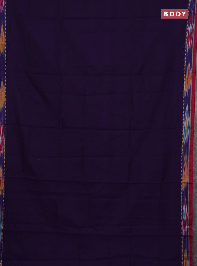 Narayanpet cotton saree violet and maroon with plain body and thread woven ikat border