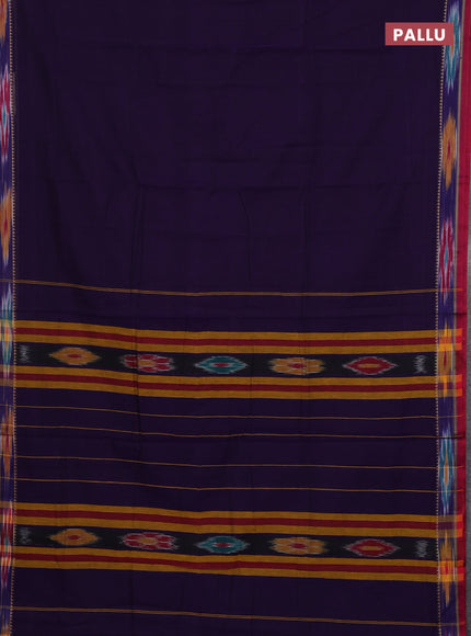 Narayanpet cotton saree violet and maroon with plain body and thread woven ikat border