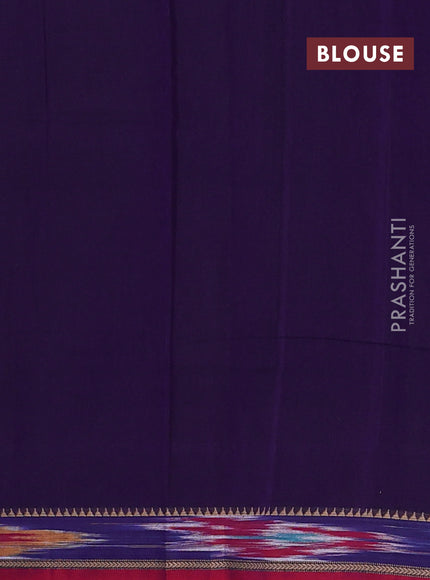 Narayanpet cotton saree violet and maroon with plain body and thread woven ikat border