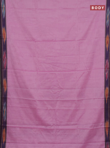 Narayanpet cotton saree light pink with plain body and thread woven ikat border