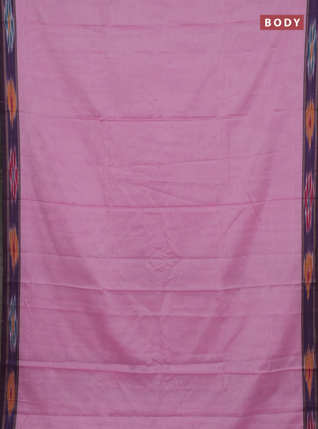 Narayanpet cotton saree light pink with plain body and thread woven ikat border