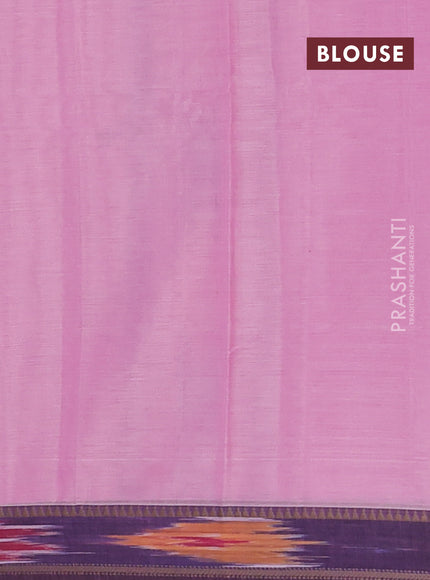Narayanpet cotton saree light pink with plain body and thread woven ikat border