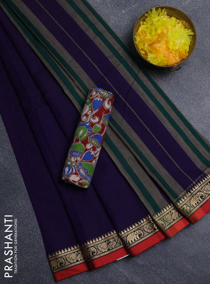 Narayanpet cotton saree violet and maroon with plain body and thread woven border
