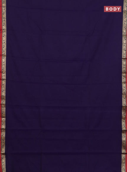 Narayanpet cotton saree violet and maroon with plain body and thread woven border