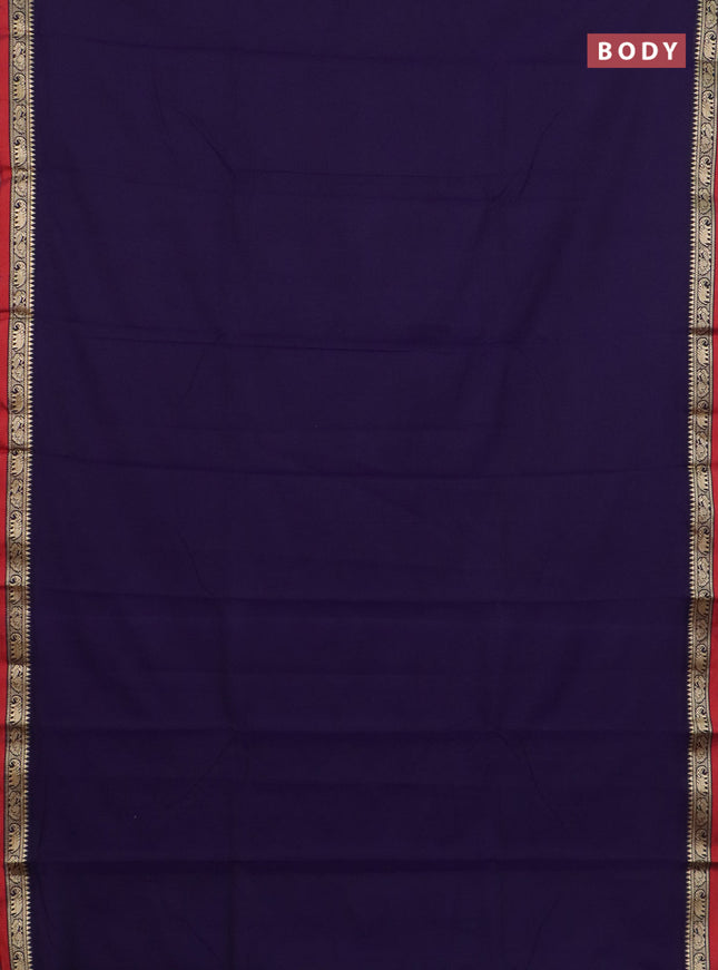Narayanpet cotton saree violet and maroon with plain body and thread woven border