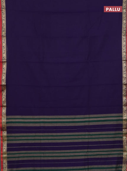 Narayanpet cotton saree violet and maroon with plain body and thread woven border