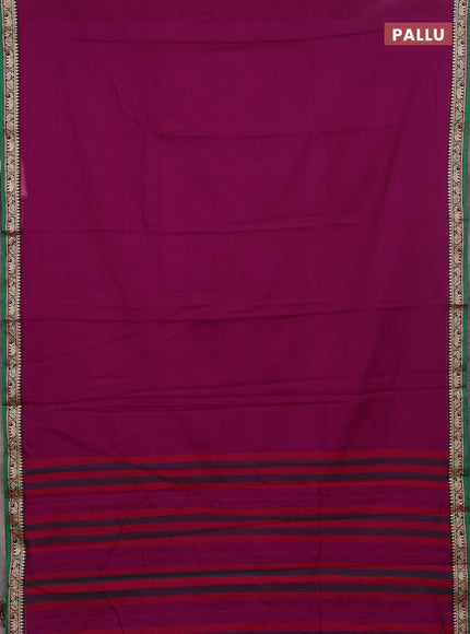 Narayanpet cotton saree purple and beige with plain body and thread woven border