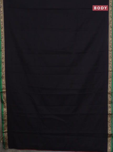 Narayanpet cotton saree black and beige with plain body and thread woven border