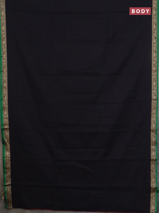 Narayanpet cotton saree black and beige with plain body and thread woven border