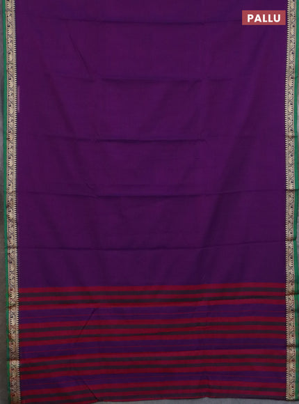 Narayanpet cotton saree violet and pink with plain body and thread woven border