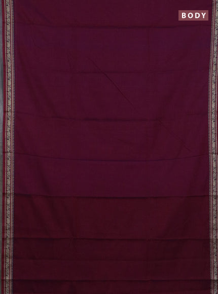 Narayanpet cotton saree wine shade and beige with plain body and thread woven border