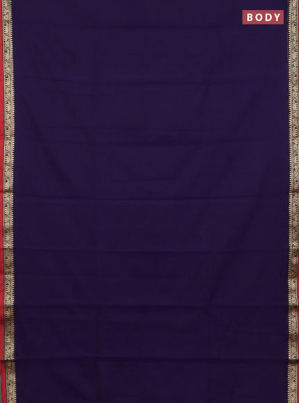 Narayanpet cotton saree violet and beige with plain body and thread woven border