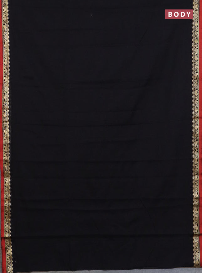 Narayanpet cotton saree black and red maroon with plain body and thread woven border