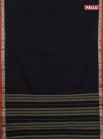 Narayanpet cotton saree black and red maroon with plain body and thread woven border