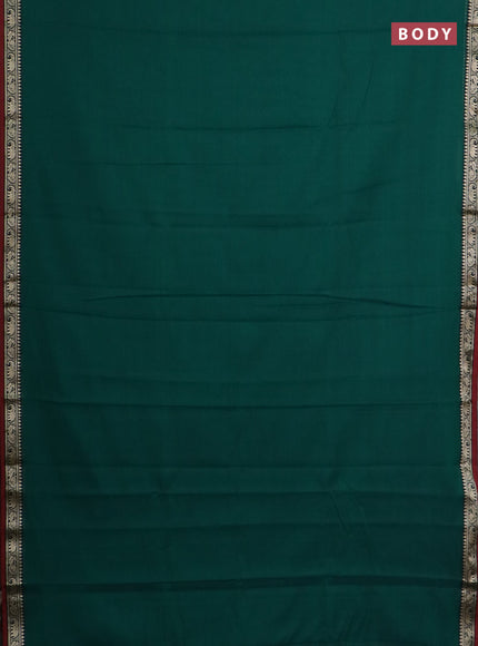 Narayanpet cotton saree green and maroon brown with plain body and thread woven border